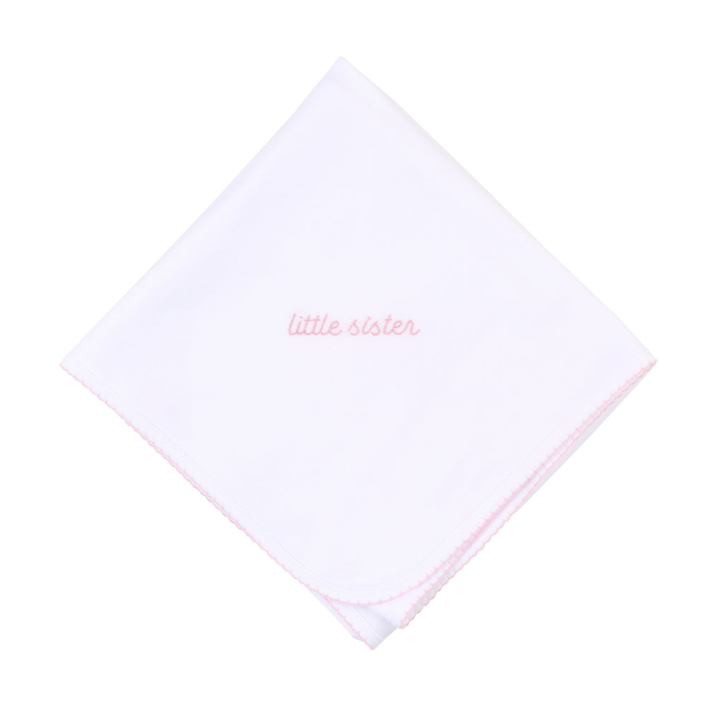 Little Sister Embroidered Receiving Blanket  (Fall '23)