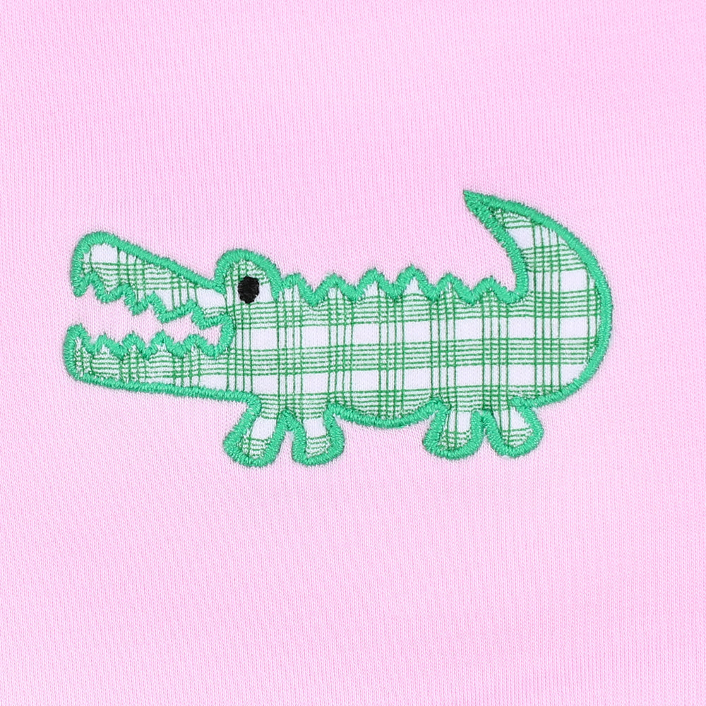 Gingham Alligator Short Pajamas - Pink