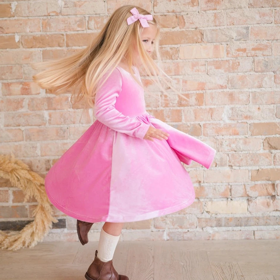 Gwendolyn Pink Velvet Dress