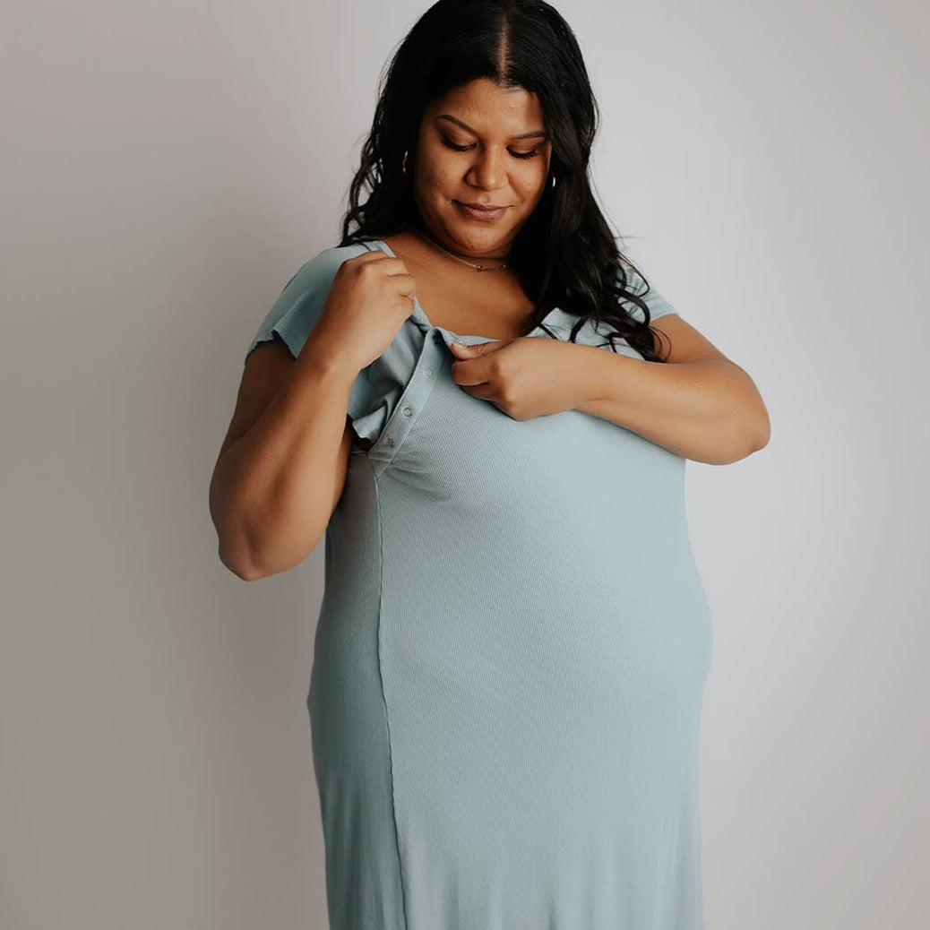 Blue Bird Maternity Mommy Labor and Delivery/ Nursing Gown