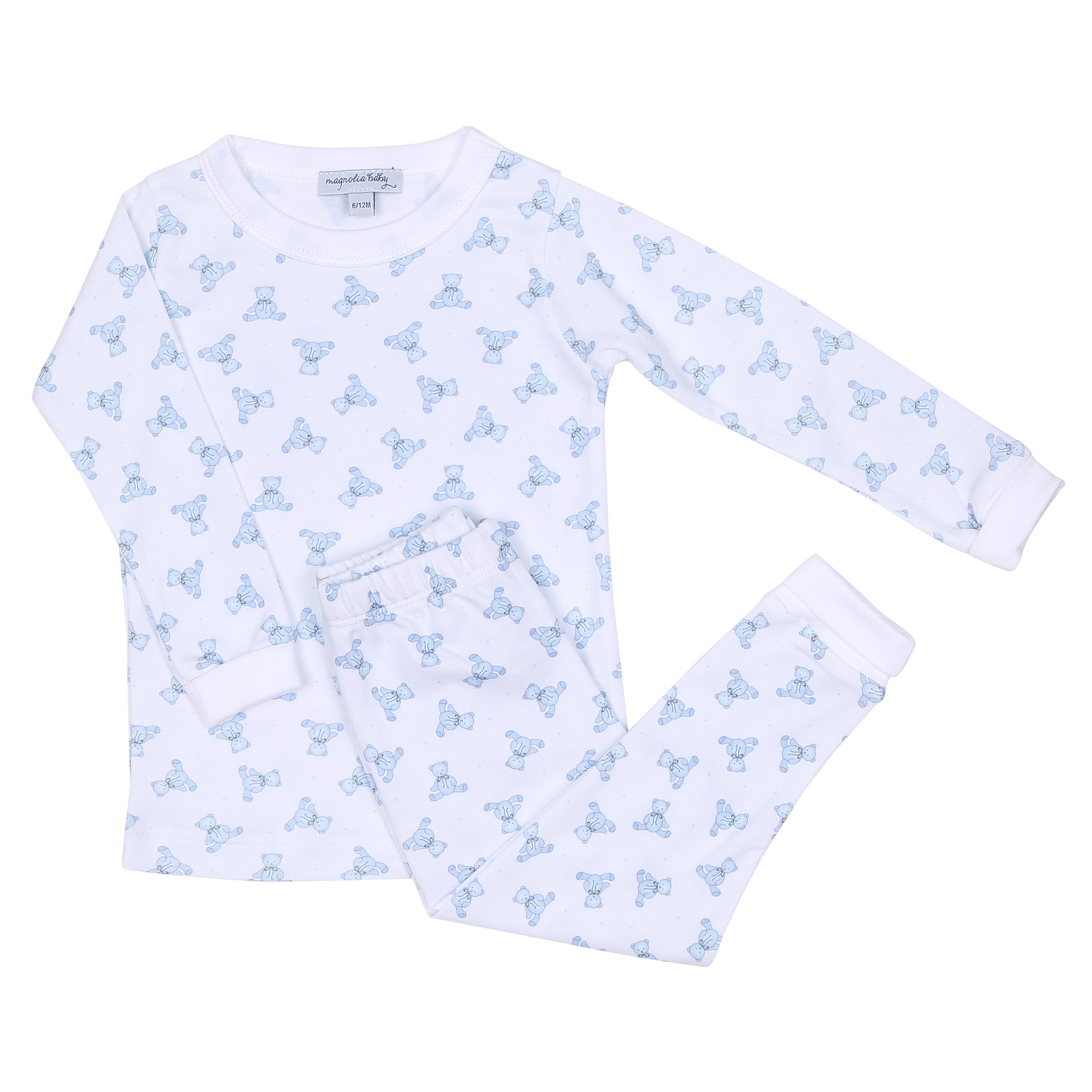 Pajamas for Kids - Magnolia Baby Blue Teddy Bears - Pima Cotton