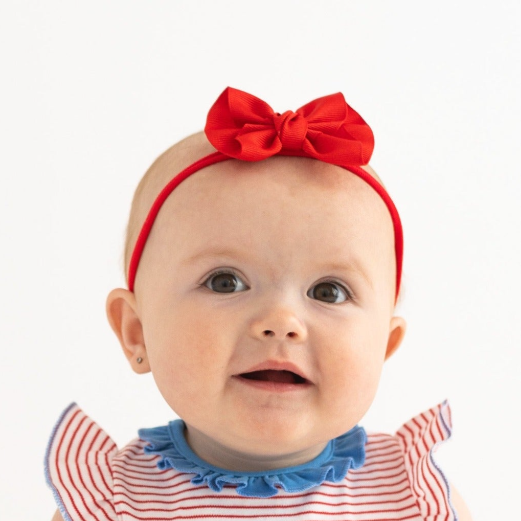 Anne Red Headband with Grosgrain Bow
