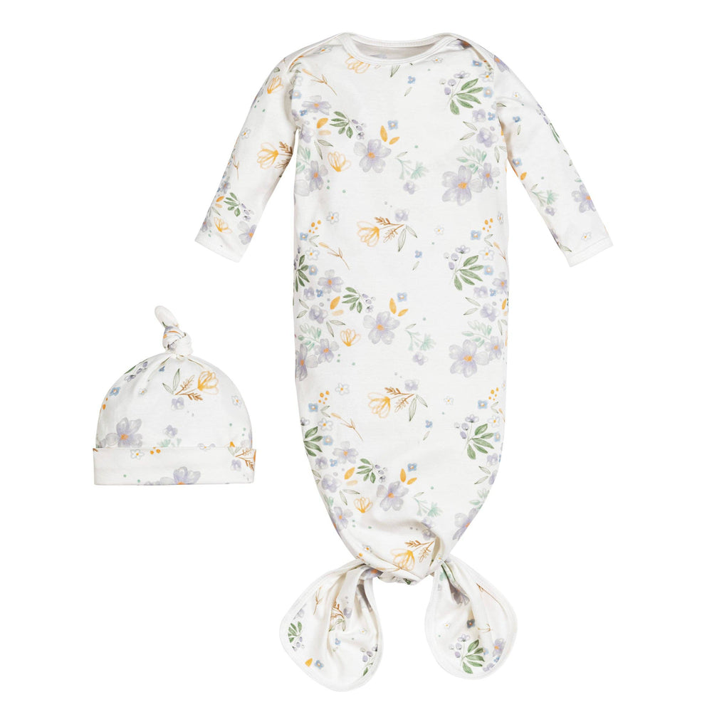 Knotted Gown & Beanie Set - Modern Daisy