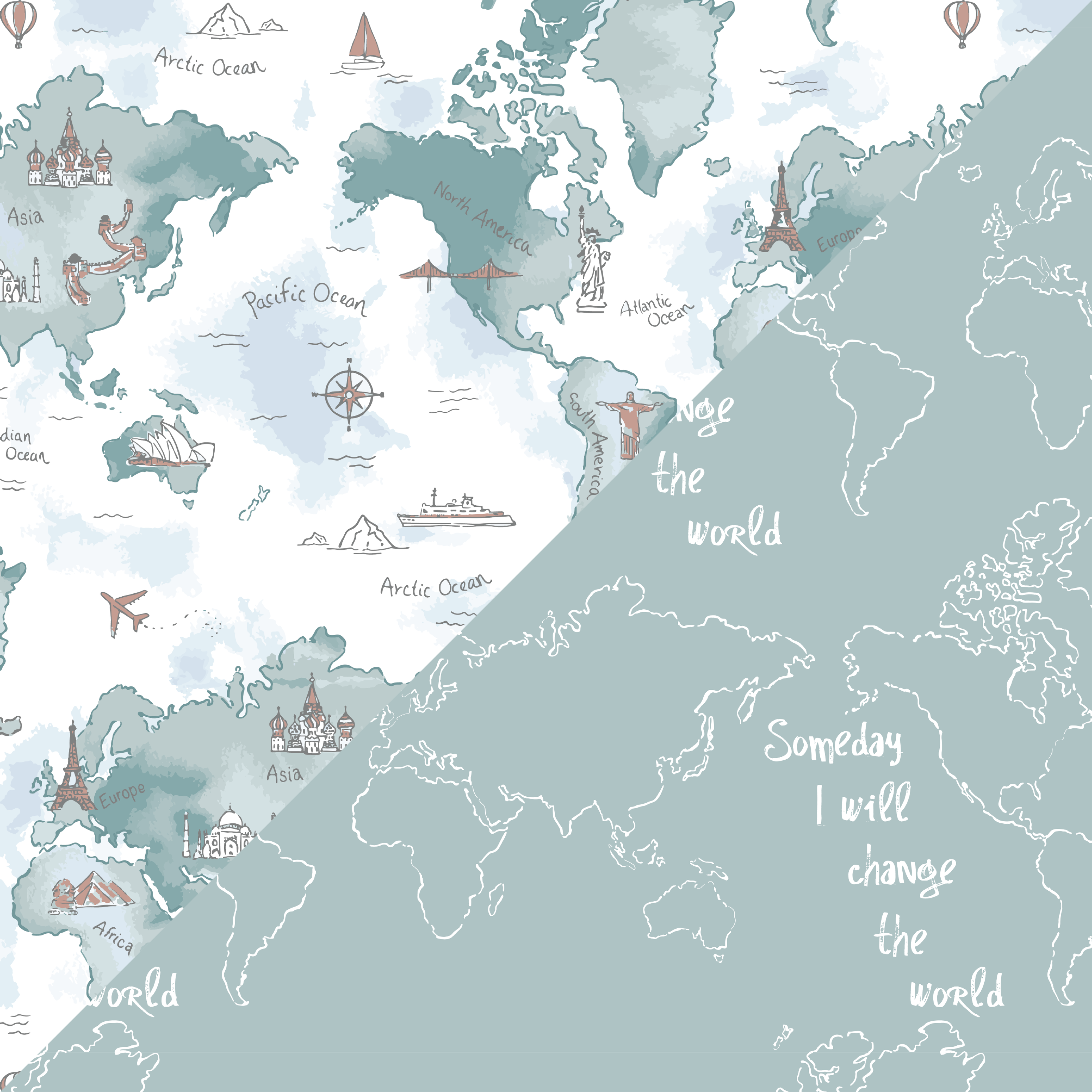 World Map Muslin Blanket