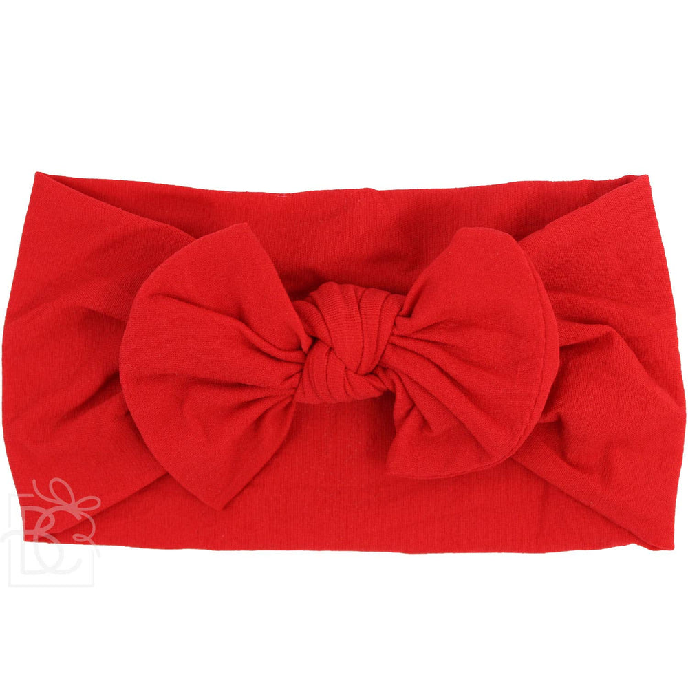 Wide Headband with Knot Bow - Red