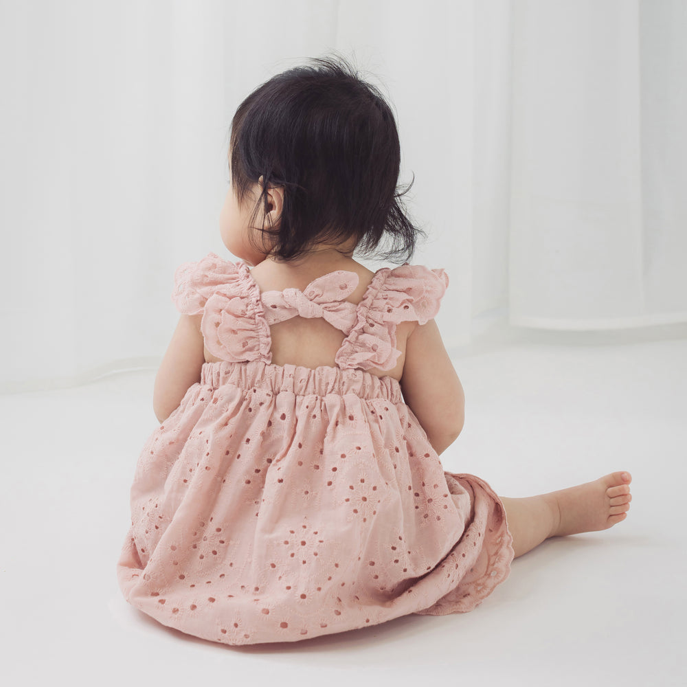 Pink Broderie Dress + Diaper Cover