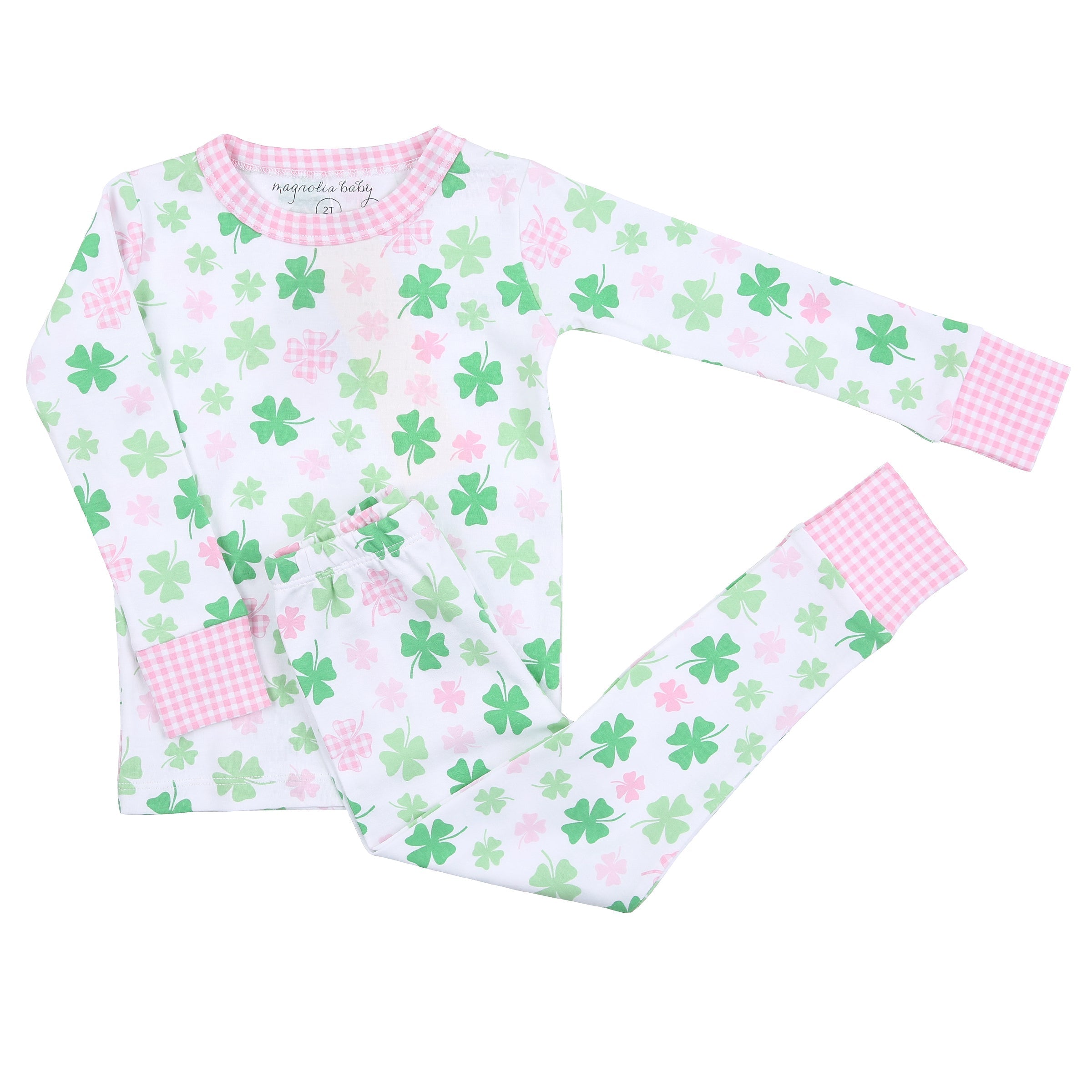Magnolia Baby St. Patrick's Day Shamrock Cutie Long Pajamas - Pink