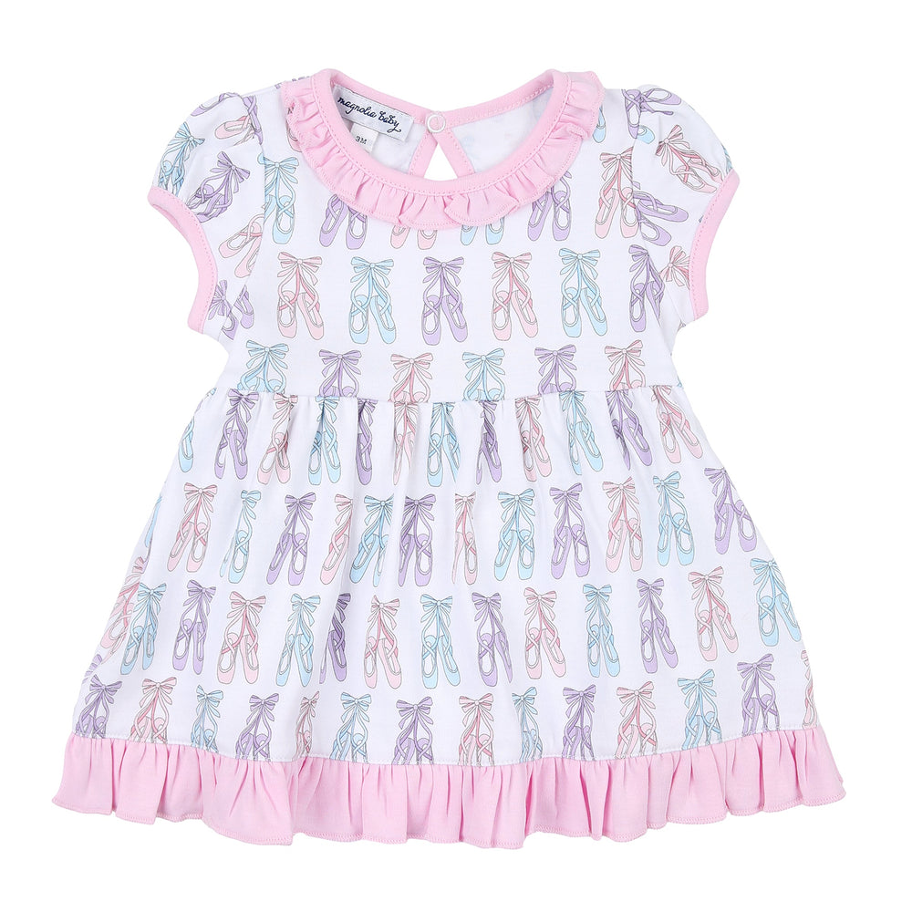 Ballerina Girl Print Short Sleeve Toddler Dress