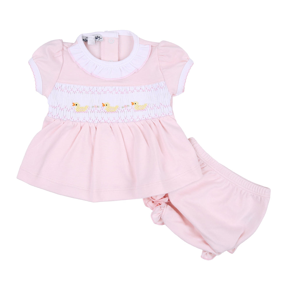 Just Ducky Classics Smocked Diaper Cover Set - Pink