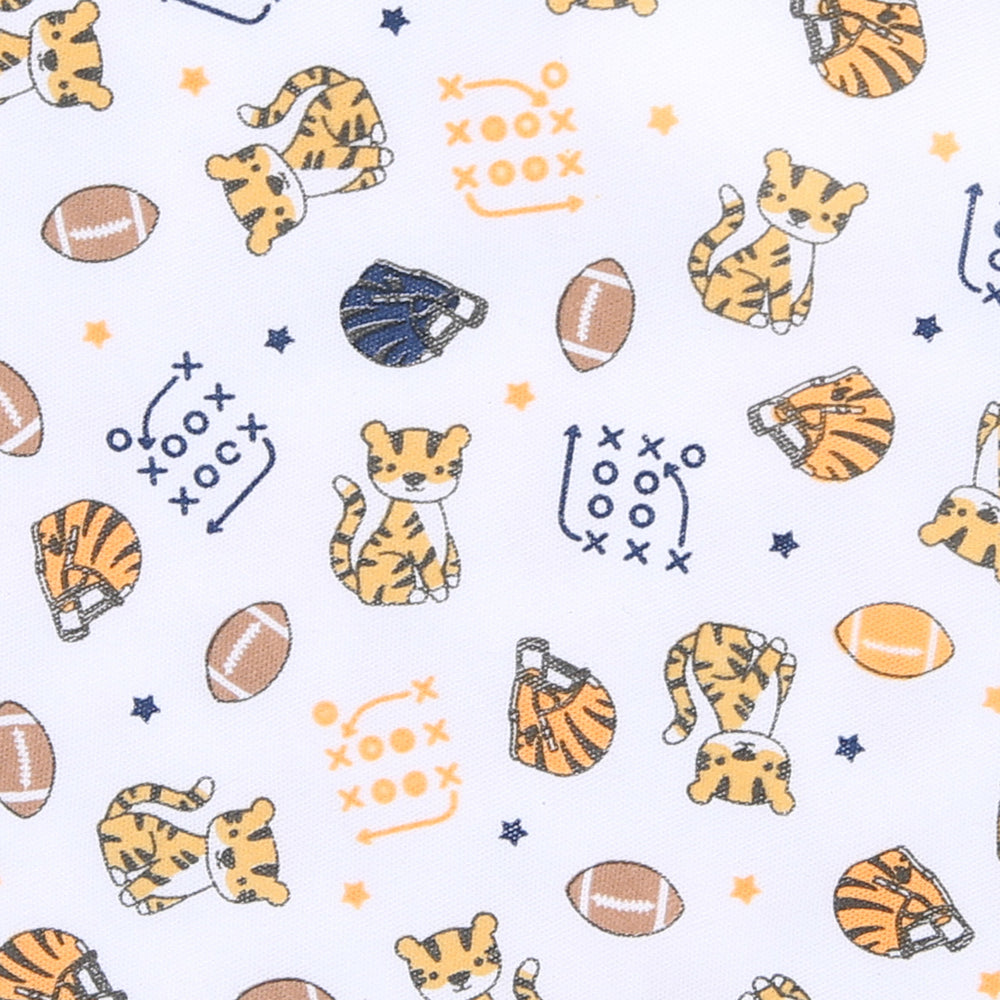 Tiger Football Print Long Pajamas - Navy-Orange