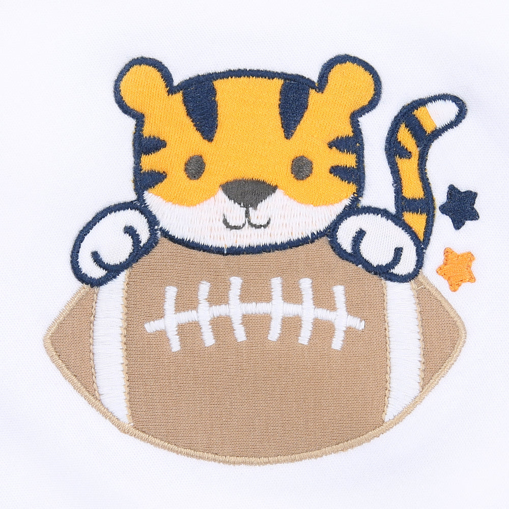 Tiger Football Long Pajamas - Navy/Orange
