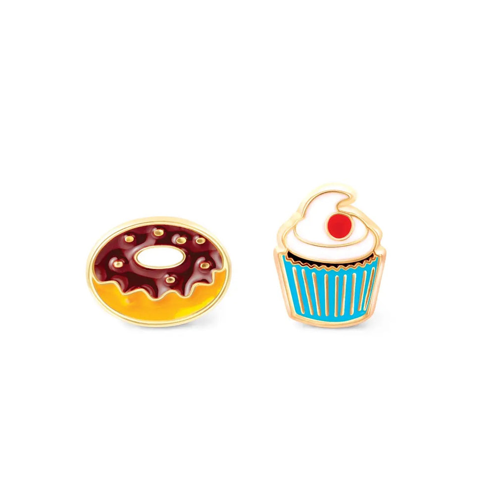 Perfect Pair Pierced Earrings - Cupcake & Donut