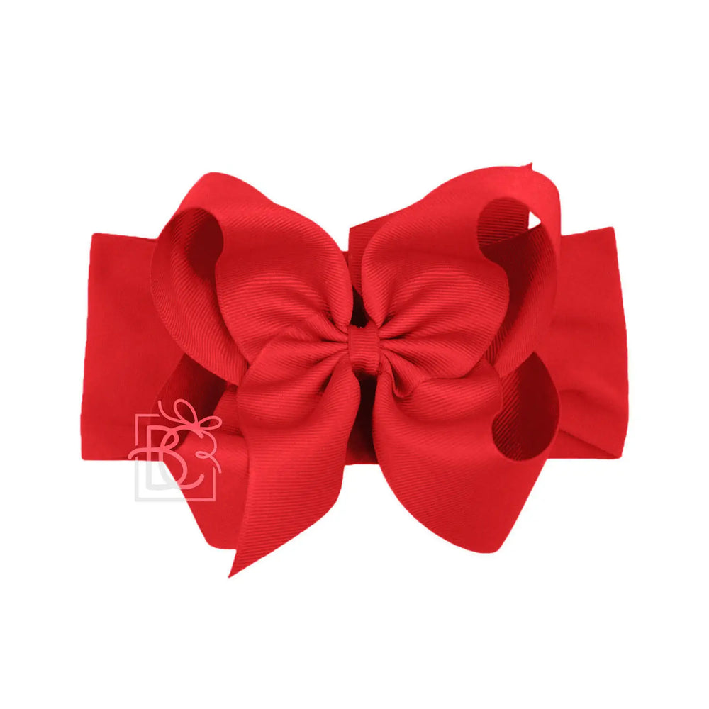Wide Headband with Signature Grosgrain Bow - Red
