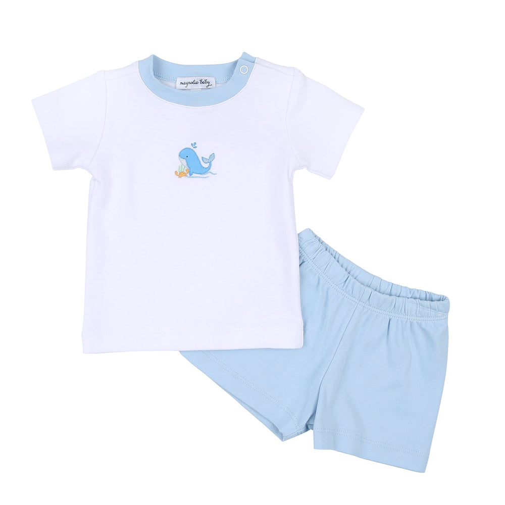 Ocean Bliss Embroidered Toddler Short Set - Blue