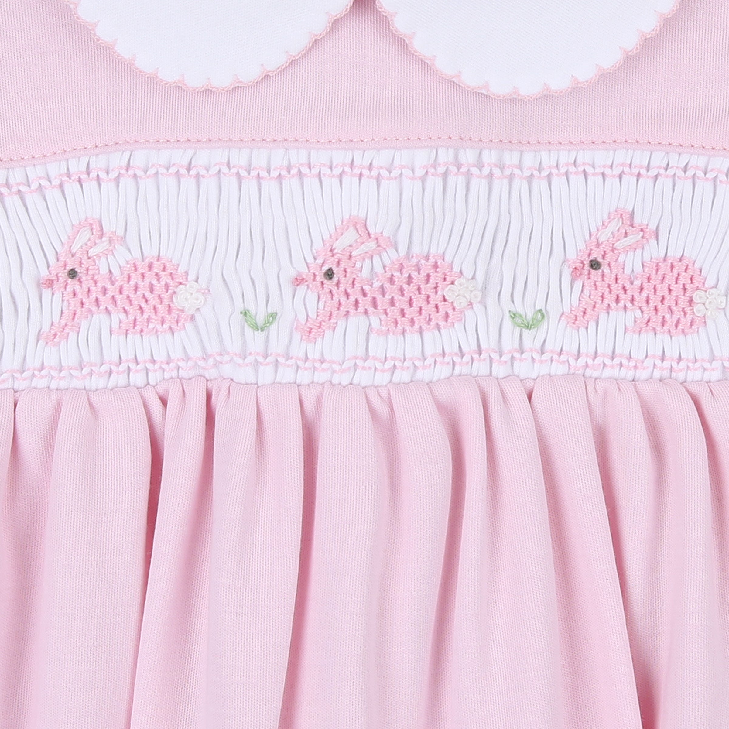 Pastel Bunny Classics Smocked Collared Footie - Pink