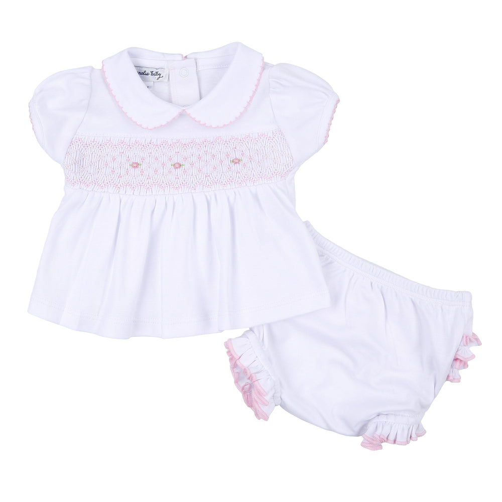 Lily & Lucas Smocked Diaper Cover Set - Pink