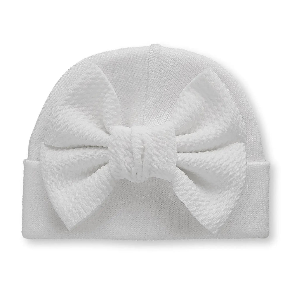 Baby Hat - Poppy Bow - White