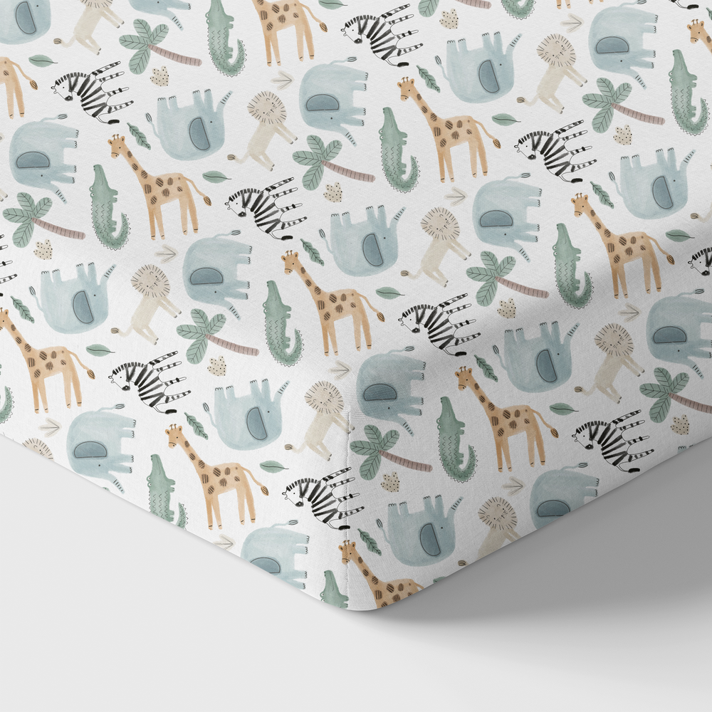 Safari Animals Organic Cotton Crib Sheet