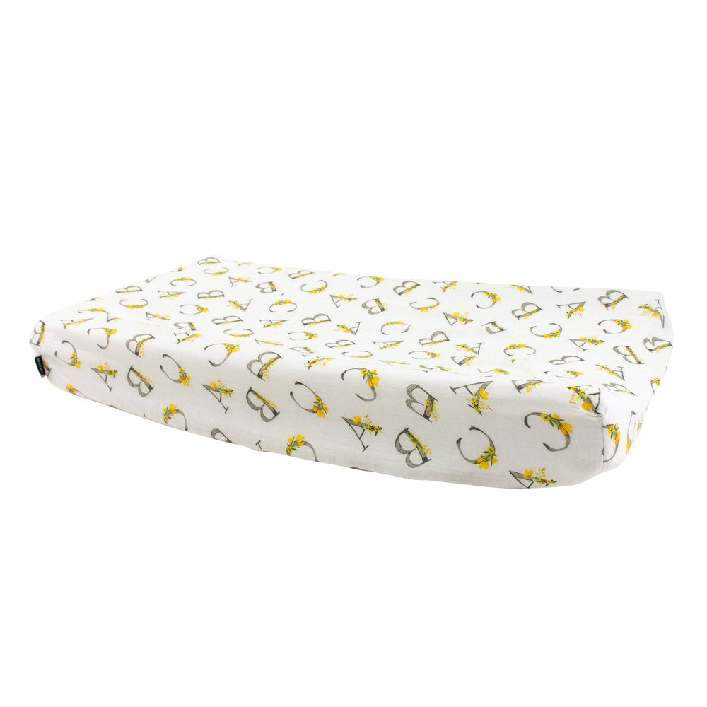 Floral Alphabet Muslin Changing Pad Cover