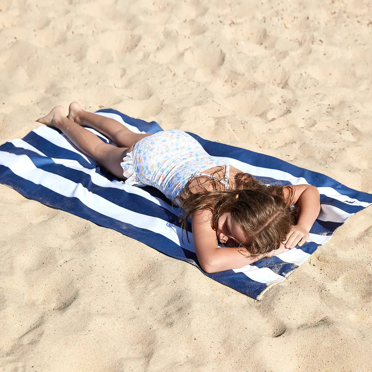 Kid Size Beach Towel - Navy Stripe - UPF 50+