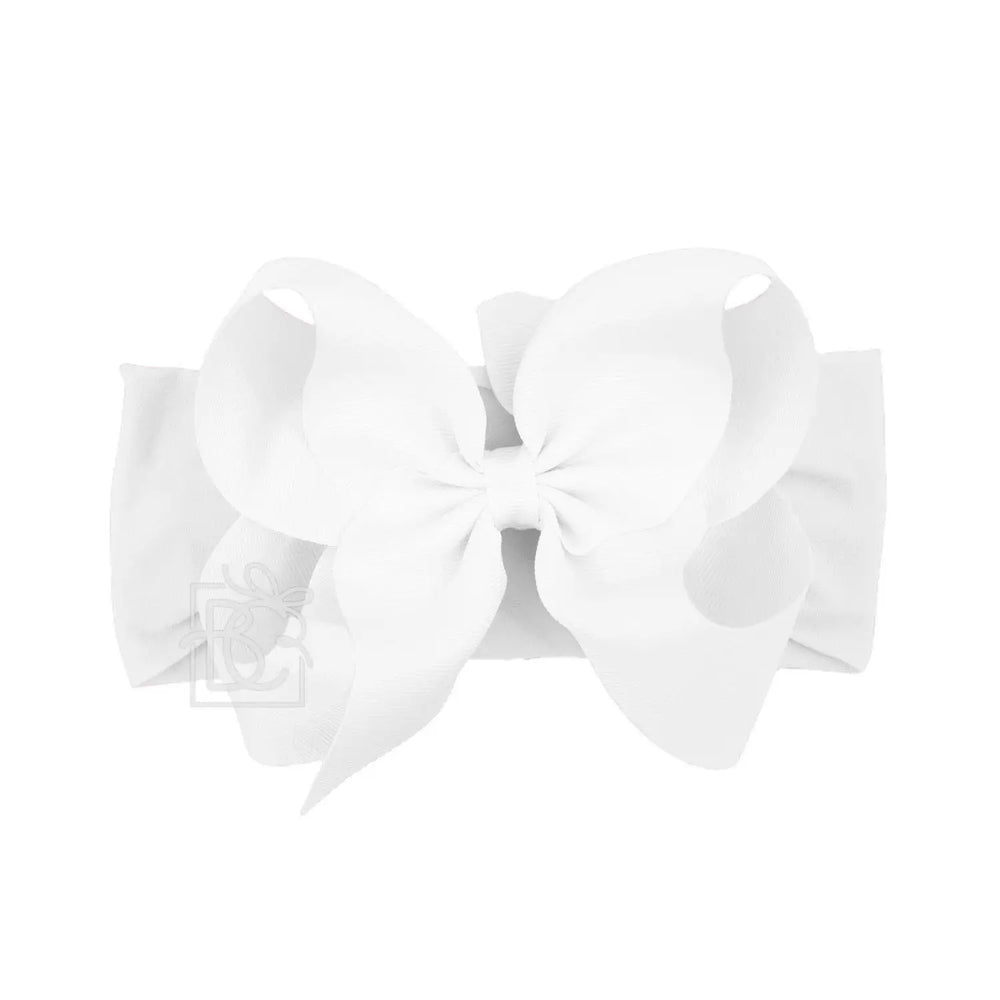 Wide Headband with 5.5" Signature Grosgrain Bow - White
