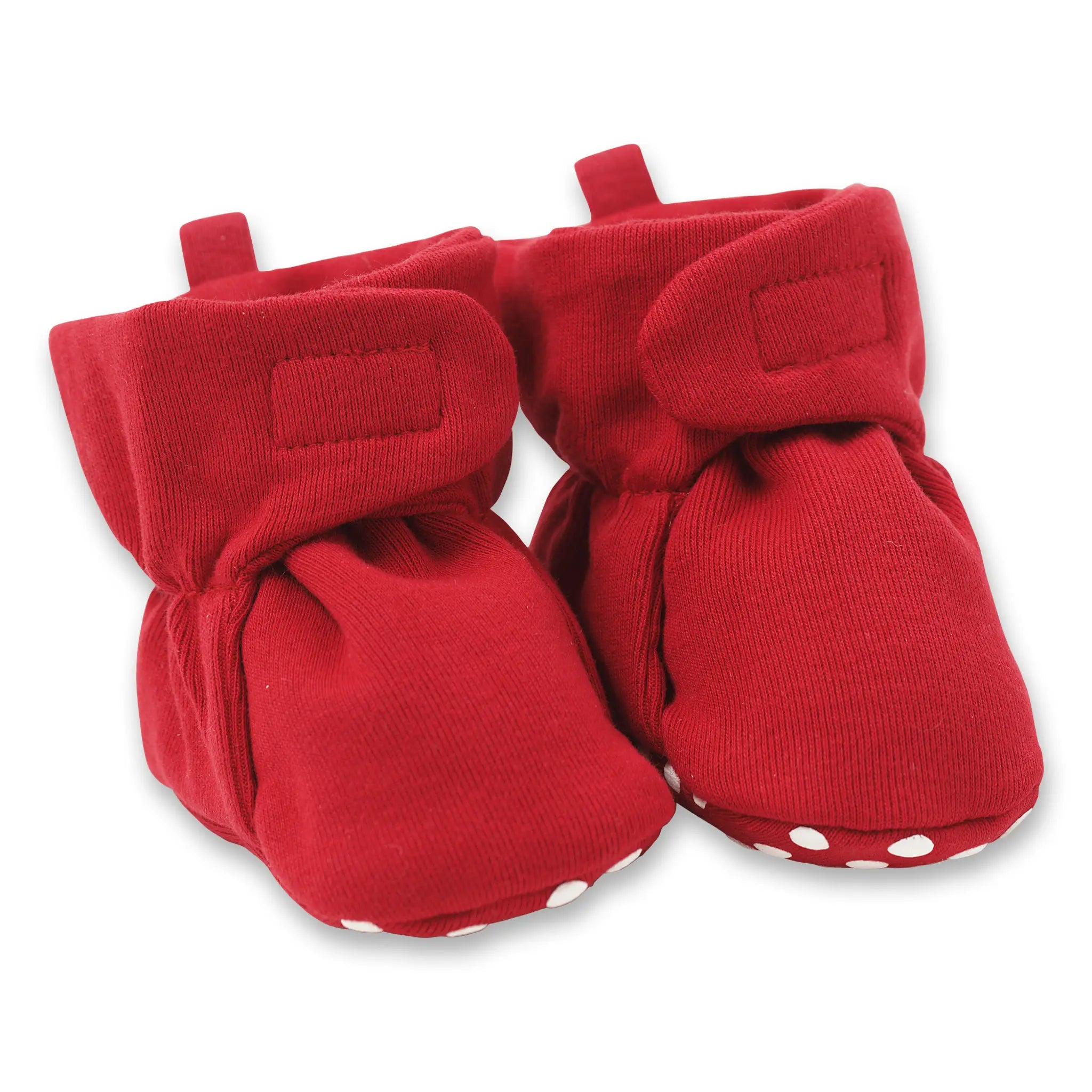 Vedhæftet fil sløjfe drivende Red Baby Booties - Tesa Babe Cotton Velcro Slippers – Liam & Lilly