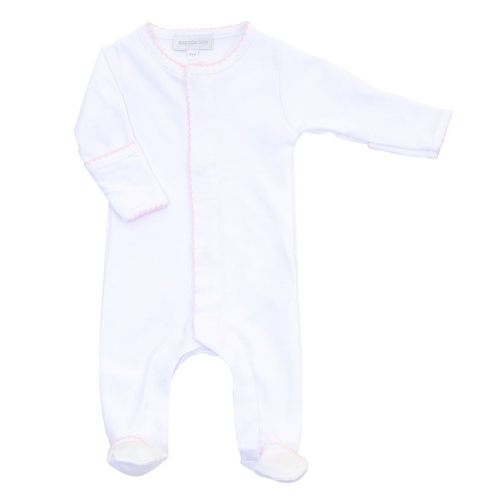Footie - White with Pink Trim