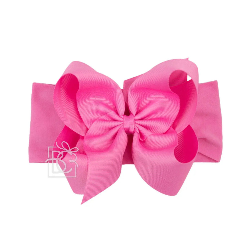 Wide Headband with 5.5" Signature Grosgrain Bow - Hot Pink