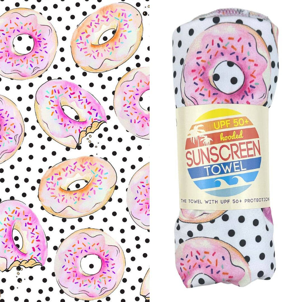 Kids UPF 50+ Hooded Sunscreen Towel - Donuts