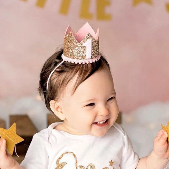 Pale Gold Glitters 1st Birthday Crown