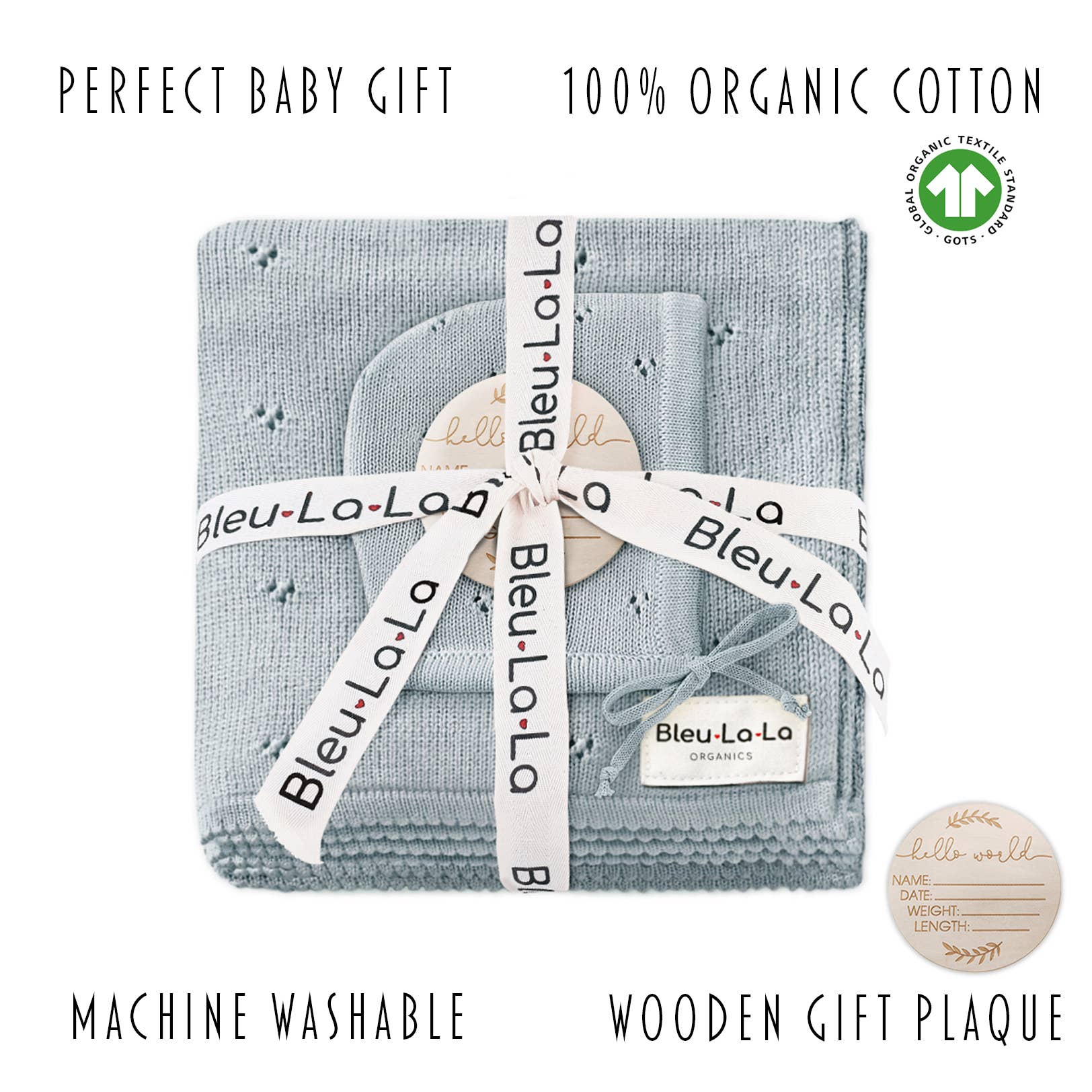 Organic Cotton Blanket + Bonnet Gift Set - Off White