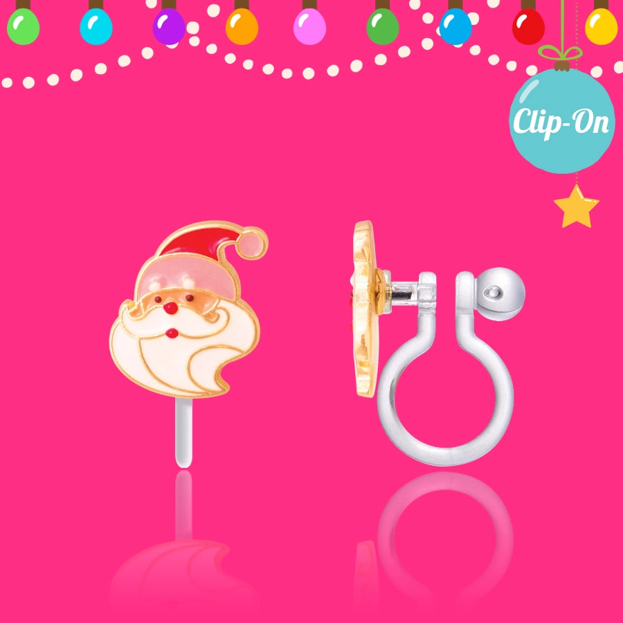 Holly Jolly Santa Cutie Clip-on Earrings