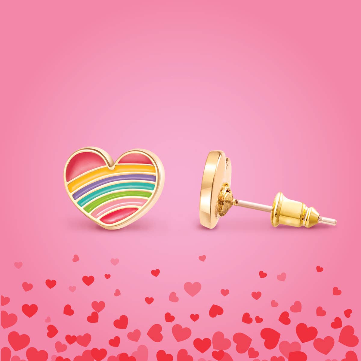 Rainbow Heart Pierced Earrings