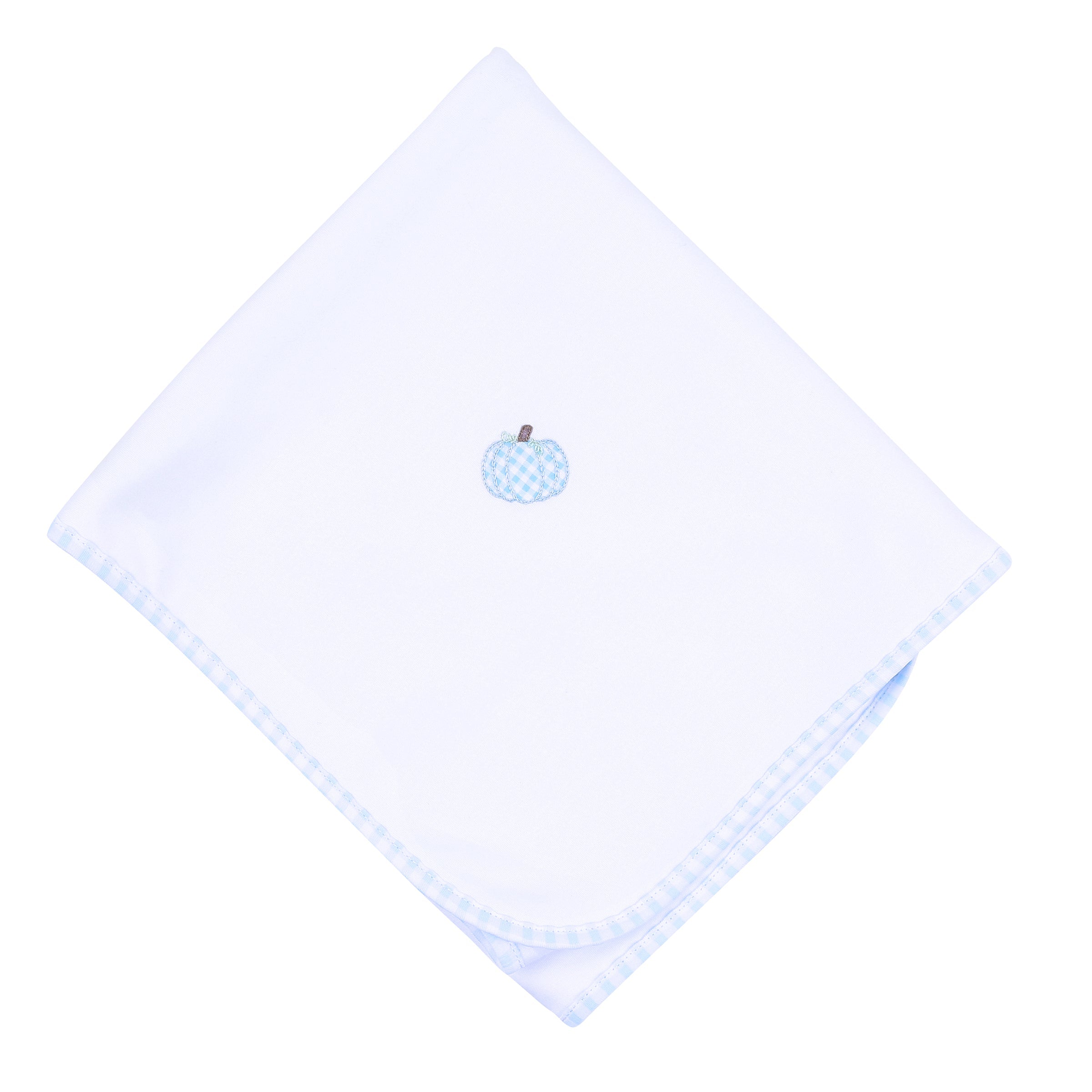 Sweet Pumpkin Embroidered Receiving Blanket - Blue