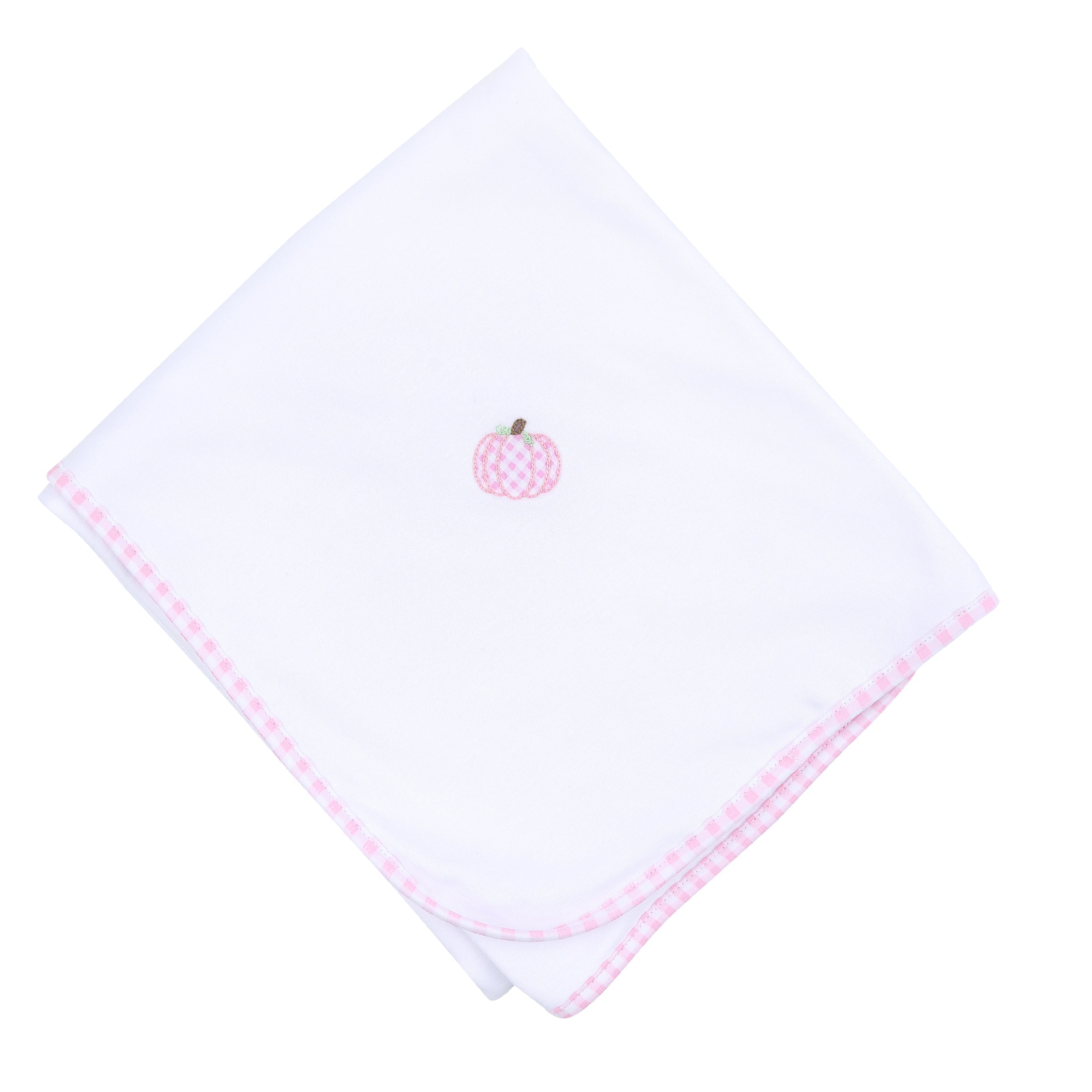 Sweet Pumpkin Embroidered Receiving Blanket - Pink