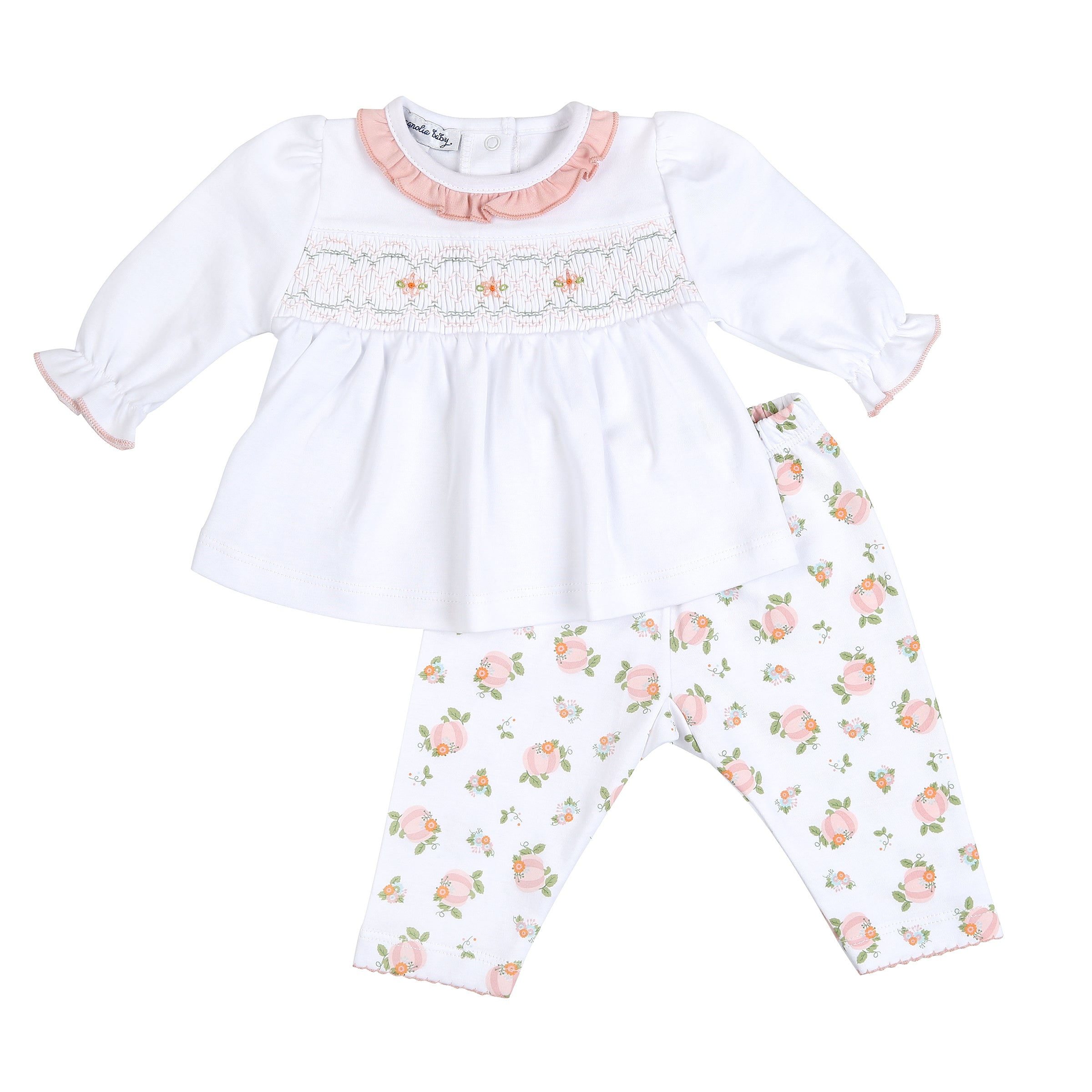 Pink Pumpkins Smocked Pant Set