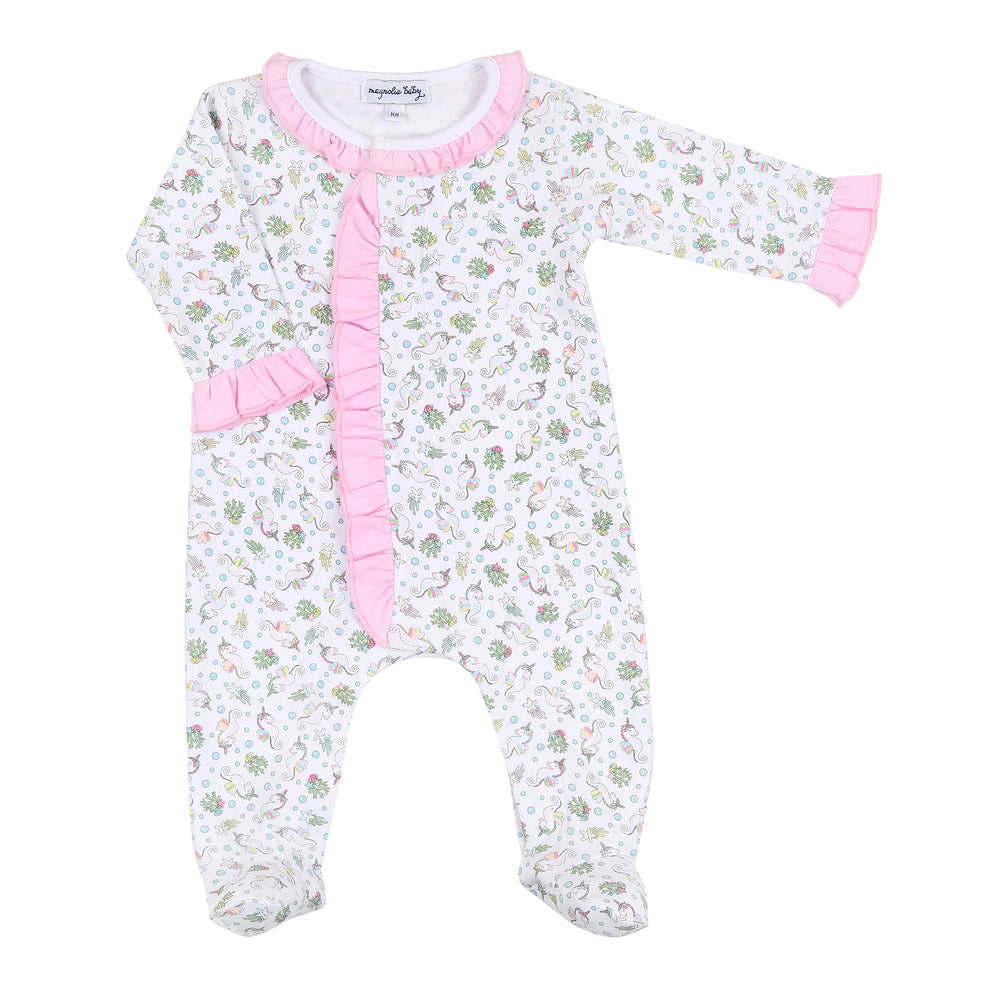 Sea Unicorns Printed Ruffle Front Footie