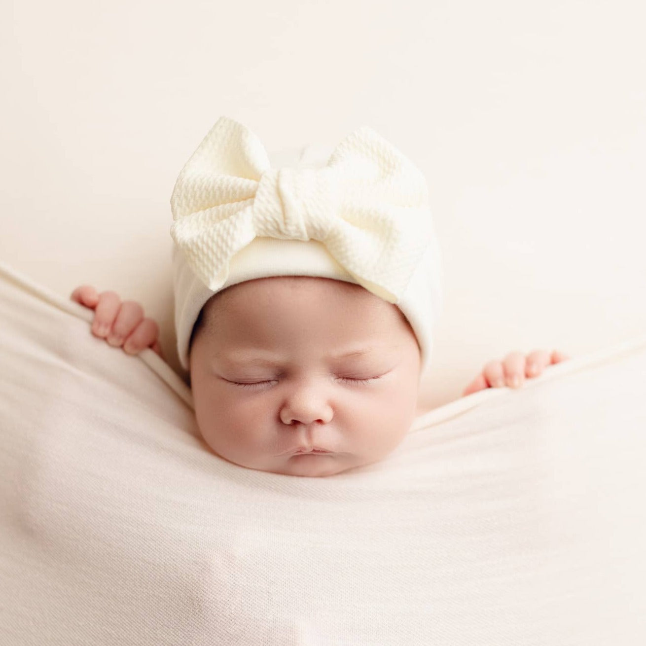 Baby Girl Hat - Poppy Bow - Ivory