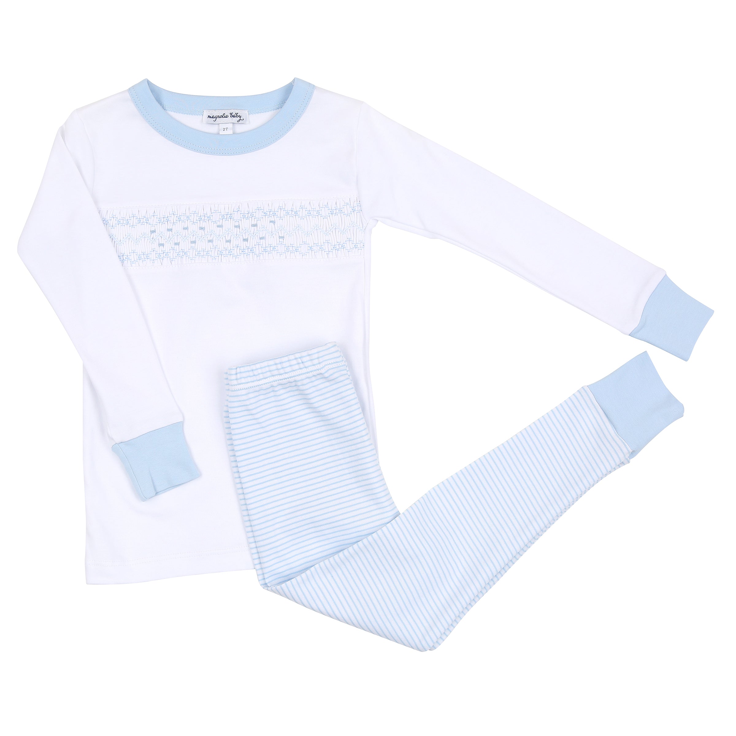 Arthur & Anna Smocked Long Pajamas - Blue