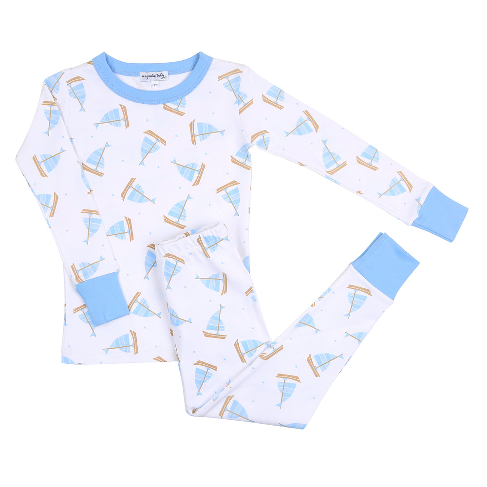 Tiny Sailboat Long Pajamas - Blue