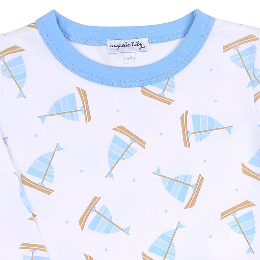 Tiny Sailboat Long Pajamas - Blue