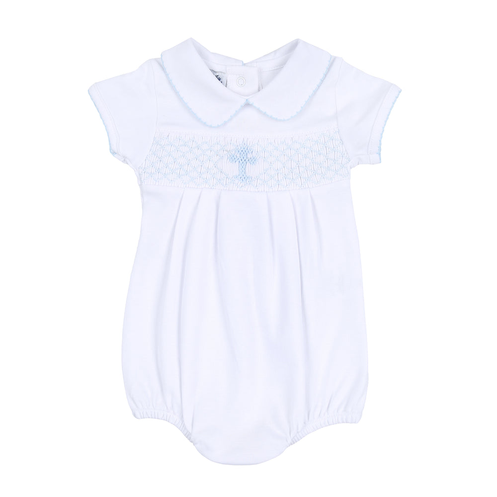 Blessed Smocked Collared Boy Bubble - Blue