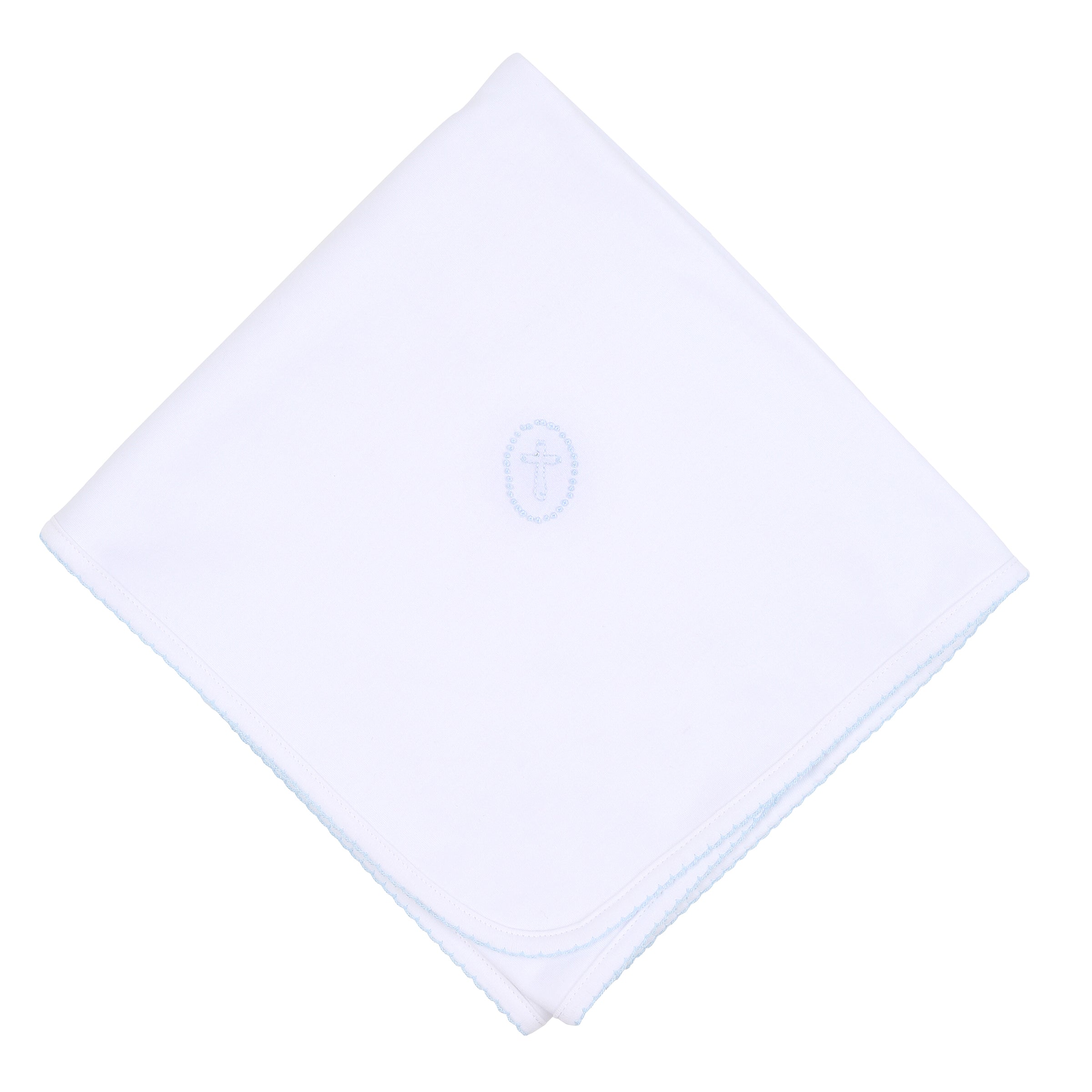 Blessed Embroidered Receiving Blanket - Blue
