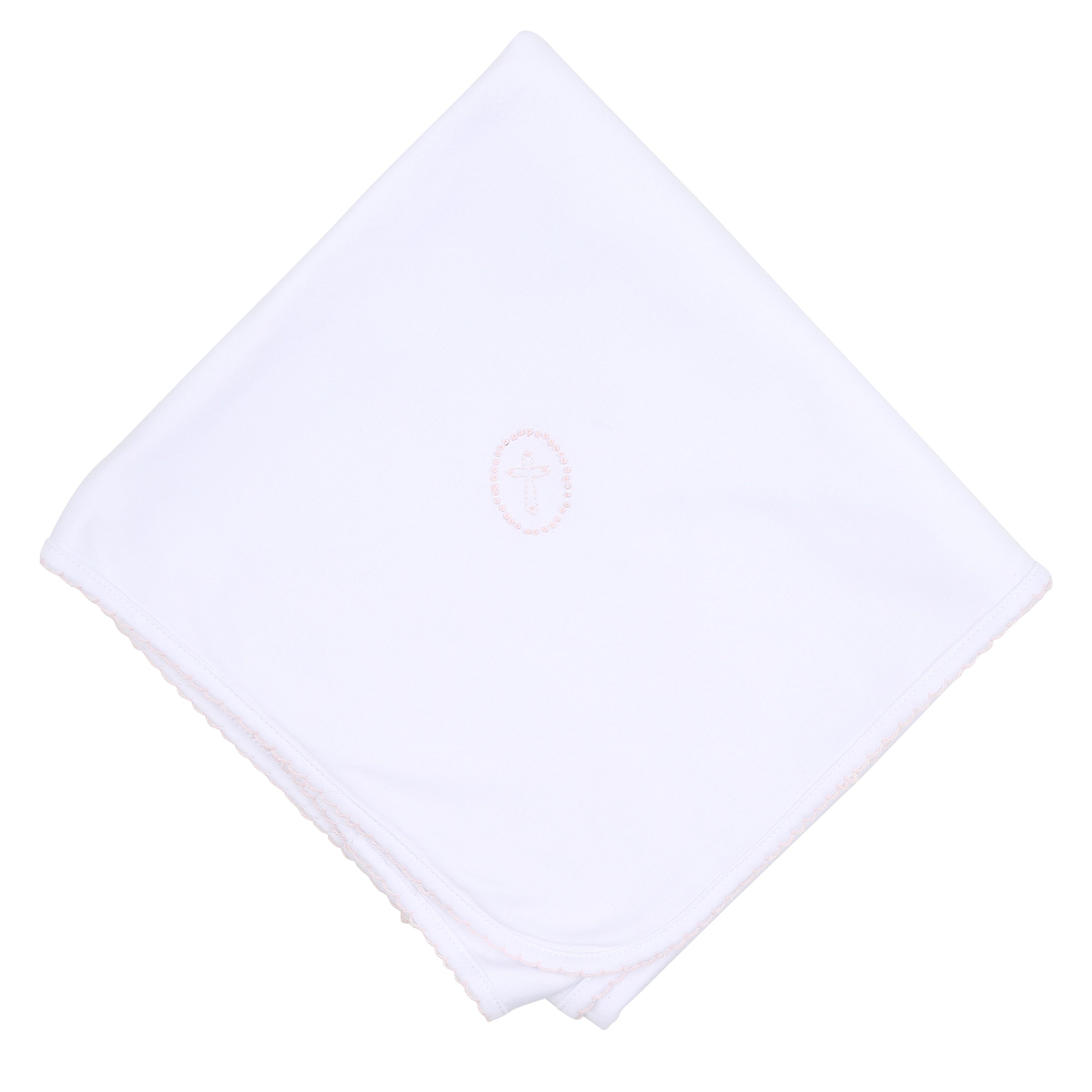 Blessed Embroidered Receiving Blanket - Pink