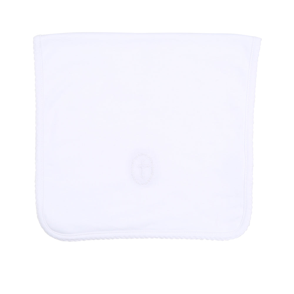Blessed Embroidered Burp Cloth - White