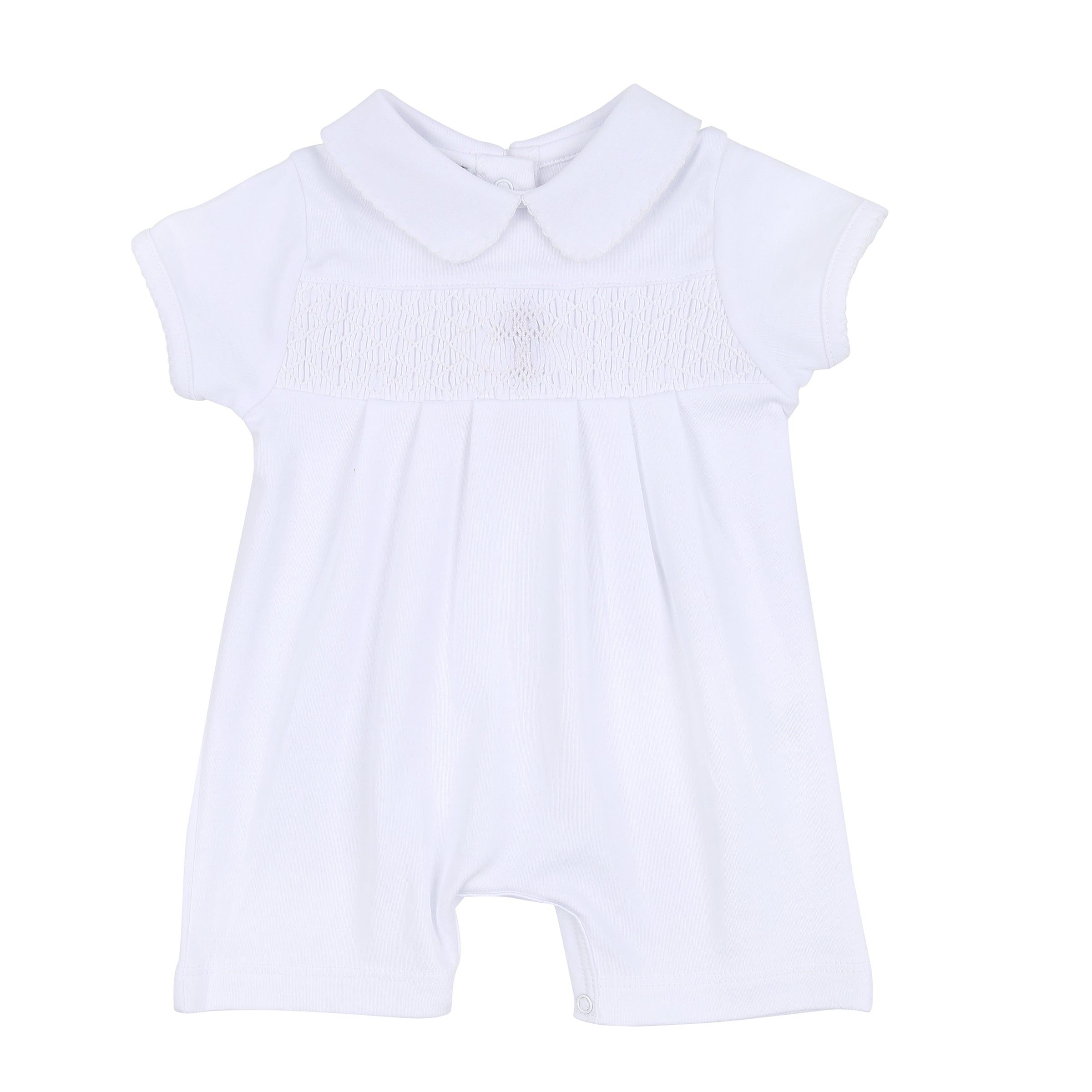 Blessed Smocked Collared Short Playsuit - White