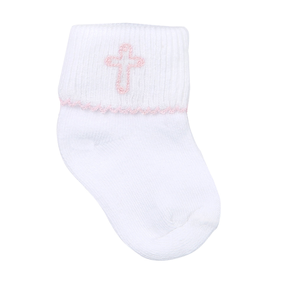Blessed Embroidered Socks - Pink