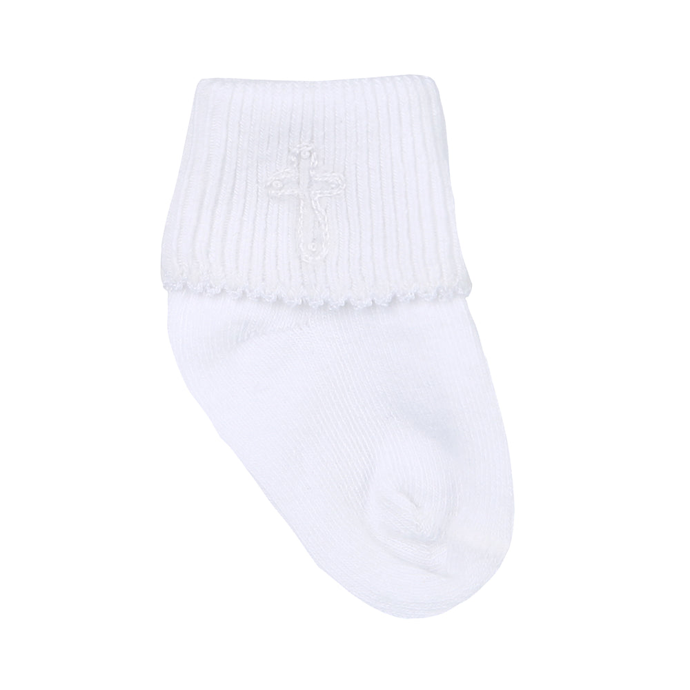 Blessed Embroidered Socks - White