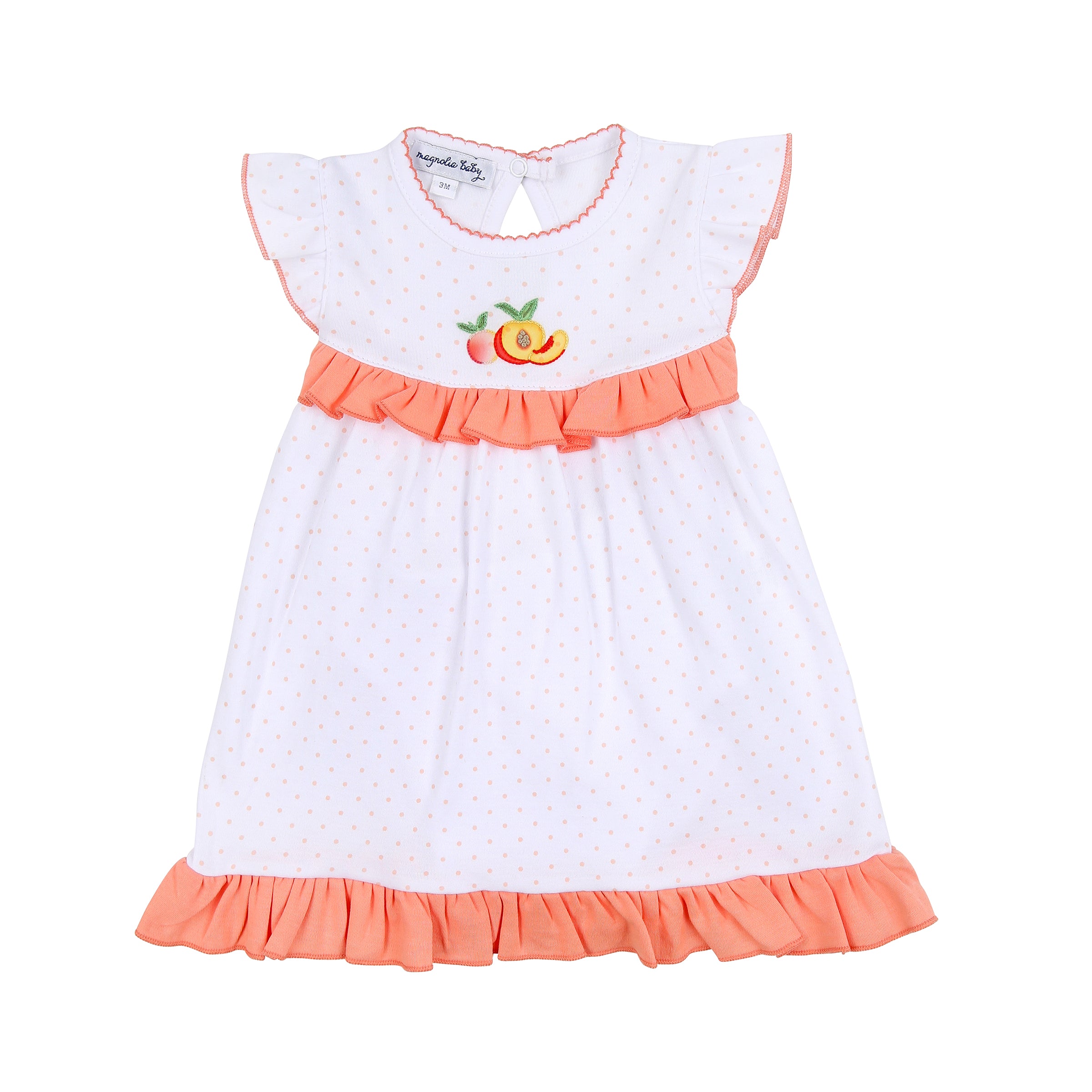 Summer Peaches Embroidered Toddler Dress