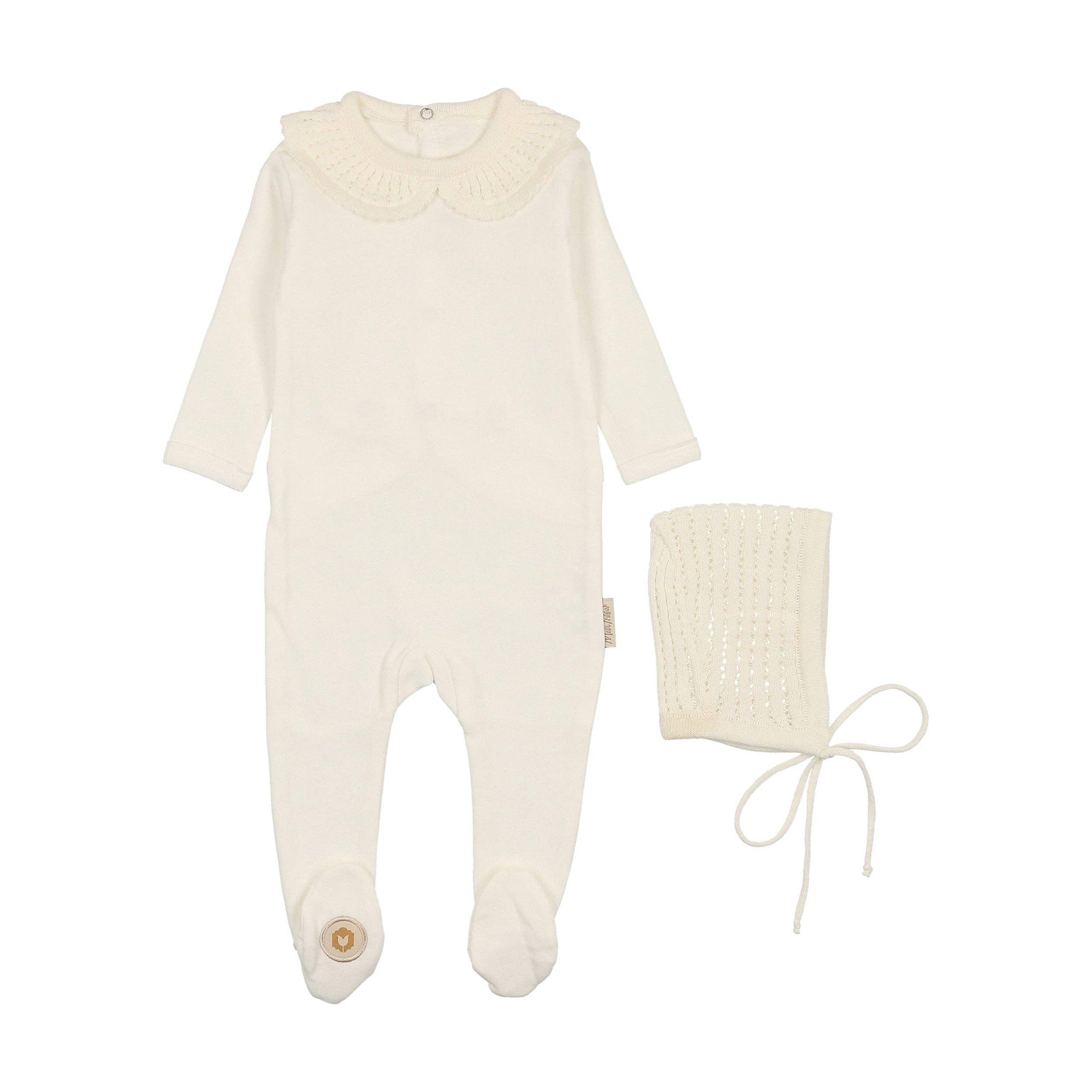 Knit Collar Baby Gift Set - Ivory